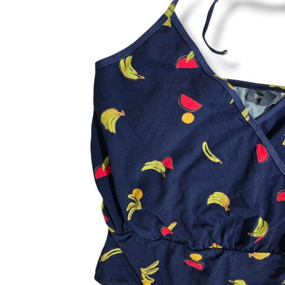 ModCloth Women’s Blue Fruit Print Halter Bodysuit – Large, Cotton Spandex - Picture 3 of 9